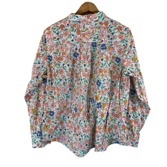 St. Johns Bay Colorful Floral Button Up Shirt Plus XXL 100% Cotton Long Sleeves - Picture 2 of 6